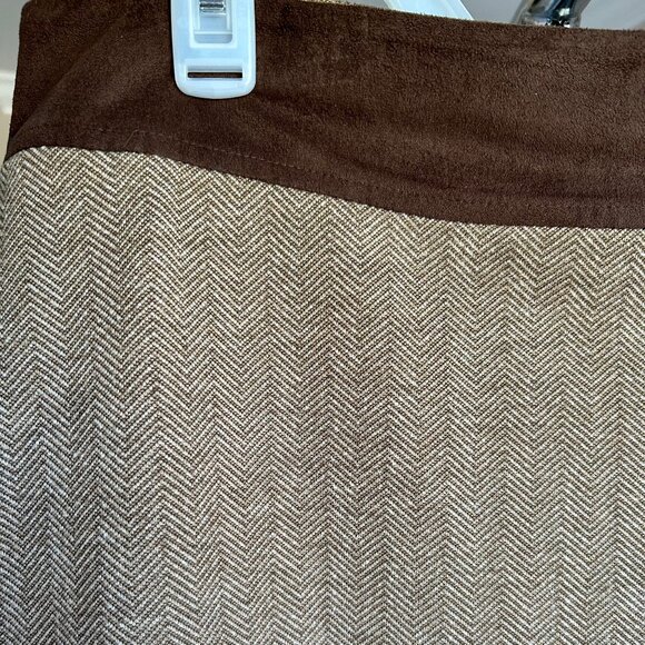 Issac Mizrahi for Target Brown / Tan Herringbone Knit Pencil Skirt Womens Sz 14 - Picture 4 of 8